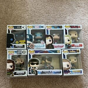Funko Pop Heroes and Marvel Figures Set